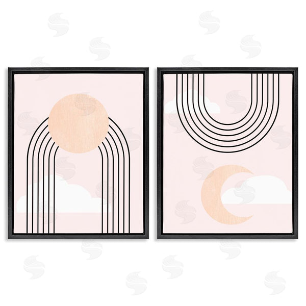 Stupell Industries Stupell Studio | Rising Sun Rainbow Crescent Moon Abstract Pink Sky Wall Art