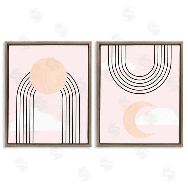 Stupell Industries Stupell Studio | Rising Sun Rainbow Crescent Moon Abstract Pink Sky Wall Art