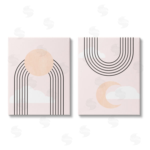 stupell industries Stupell Studio | Rising Sun Rainbow Crescent Moon Abstract Pink Sky Wall Art