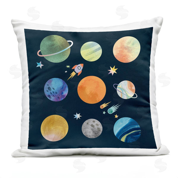 Stupell Industries Stupell Studio | Rocket Ship Solar System Outer Space Planets Printed Throw Pillow