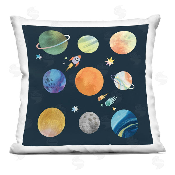 stupell industries Stupell Studio | Rocket Ship Solar System Outer Space Planets Printed Throw Pillow