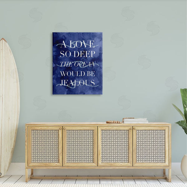 Stupell Industries Stupell Studio | Romanic Ocean Love Serif Text Watery Background Wall Art
