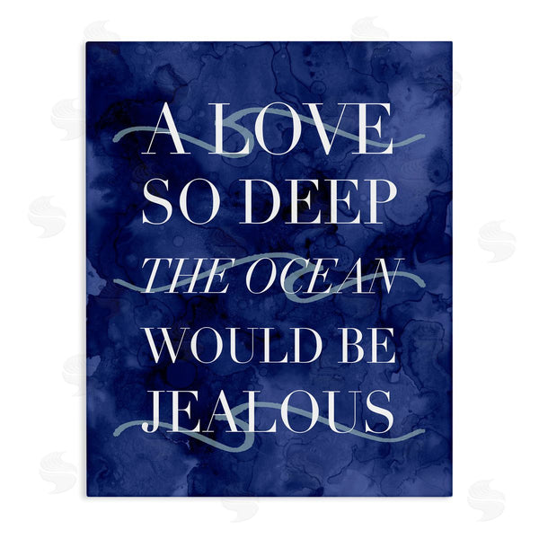 stupell industries Stupell Studio | Romanic Ocean Love Serif Text Watery Background Wall Art