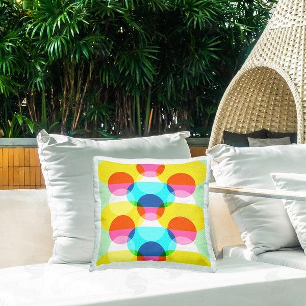 Stupell Industries Stupell Studio | Round Geometric Primaries Printed Throw Pillow