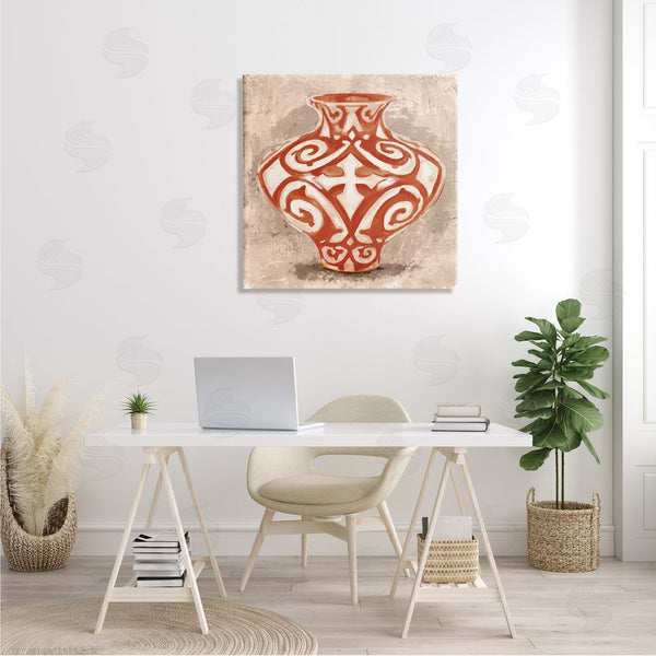 Stupell Industries Stupell Studio | Round Urn Modern Still Life Bold Red Pattern Wall Art