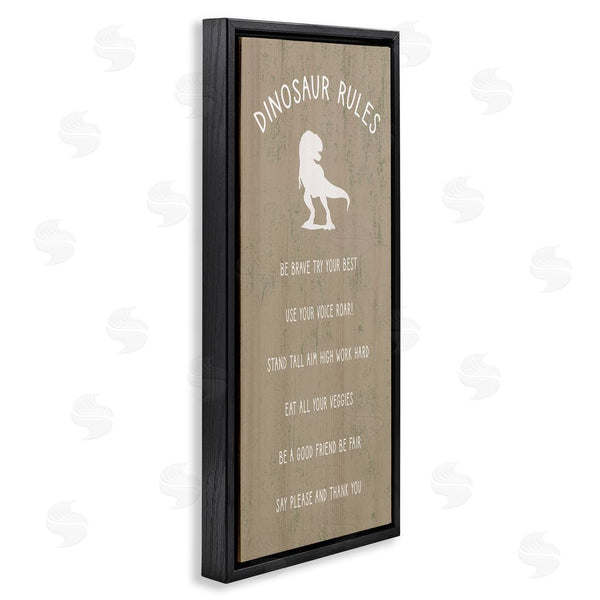 Stupell Industries Stupell Studio | Rustic Dinosaur Rules List Of Motivational Phrases Wall Art