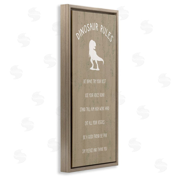 Stupell Industries Stupell Studio | Rustic Dinosaur Rules List Of Motivational Phrases Wall Art