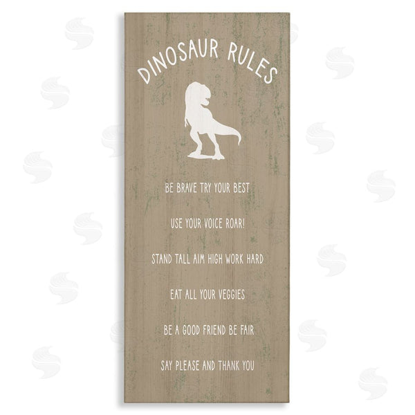 stupell industries Stupell Studio | Rustic Dinosaur Rules List of Motivational Phrases Wall Art
