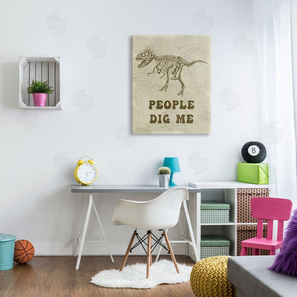 Stupell Industries Stupell Studio | Rustic Dinosaur Skeleton T-Rex People Dig Me Wall Art