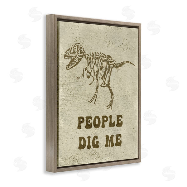 Stupell Industries Stupell Studio | Rustic Dinosaur Skeleton T-Rex People Dig Me Wall Art
