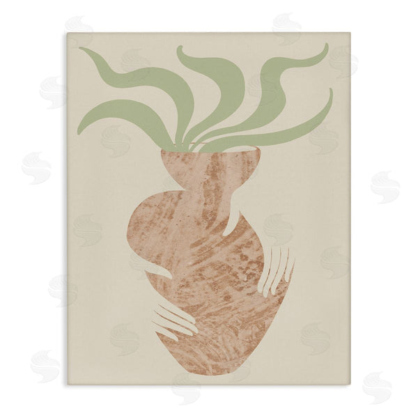 stupell industries Stupell Studio | Rustic Hands Holding Flower Plant Pot Botanical Leaves Wall Art