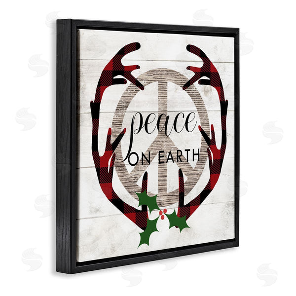 Stupell Industries Stupell Studio | Rustic Peace On Earth Holiday Plaid Antlers