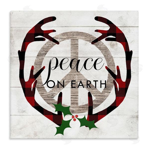 stupell industries Stupell Studio | Rustic Peace on Earth Holiday Plaid Antlers