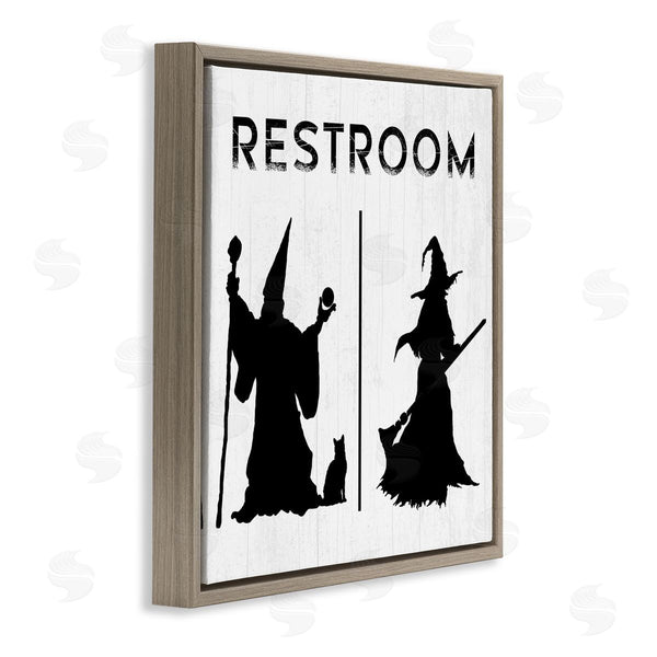 Stupell Industries Stupell Studio | Rustic Witch & Wizard Halloween Restroom Sign Wall Art