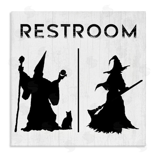 stupell industries Stupell Studio | Rustic Witch & Wizard Halloween Restroom Sign Wall Art