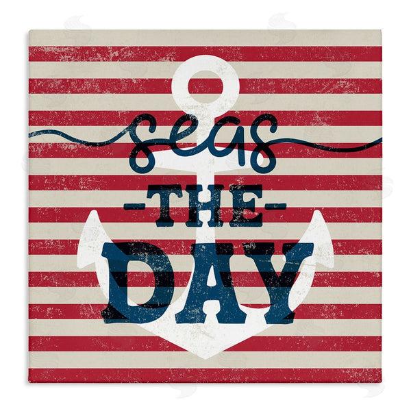 stupell industries Stupell Studio | Seas The Day Americana Anchor & Flag Phrase Wall Art