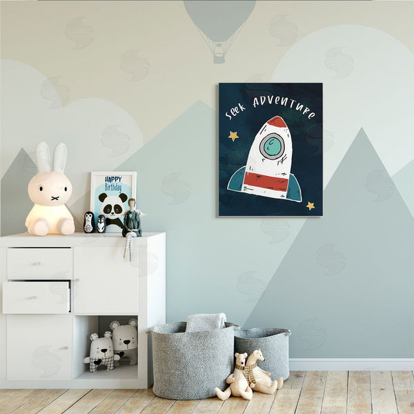Stupell Industries Stupell Studio | Seek Adventure Inspirational Quote Space Ship Stars Wall Art