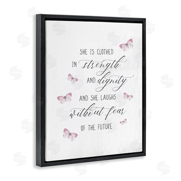 Stupell Industries Stupell Studio | She Laughs Without Fear Motivational Phrase Pink Butterflies Wall Art