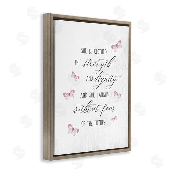 Stupell Industries Stupell Studio | She Laughs Without Fear Motivational Phrase Pink Butterflies Wall Art