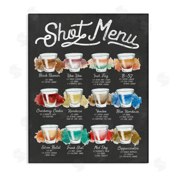 stupell industries Stupell Studio | Shot Menu Drink Recipes Fun Watercolor Styling