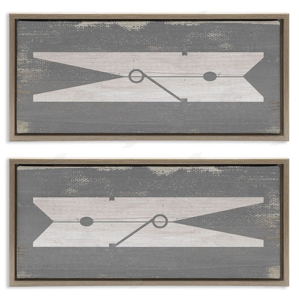 Stupell Industries Stupell Studio | Simple Laundry Clothespins Distressed Grey Design Wall Art