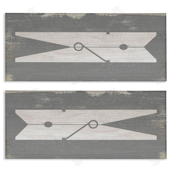 stupell industries Stupell Studio | Simple Laundry Clothespins Distressed Grey Design Wall Art