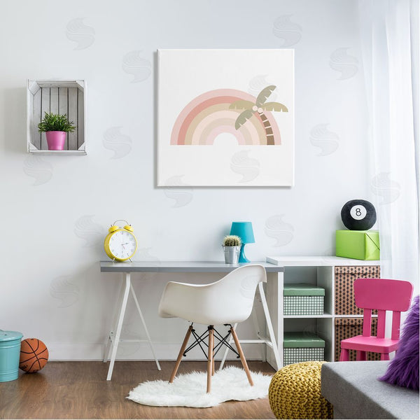 Stupell Industries Stupell Studio | Simple Tropical Pastel Rainbow Palm Tree Horizon Wall Art