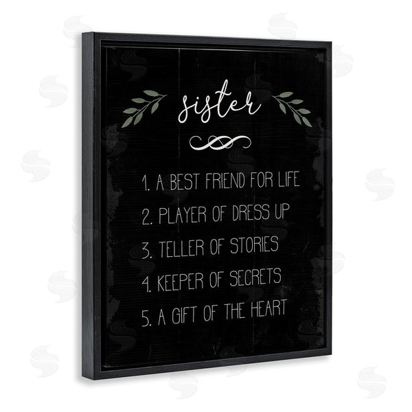 Stupell Industries Stupell Studio | Sister Facts Family Phrases Distressed Black Pattern