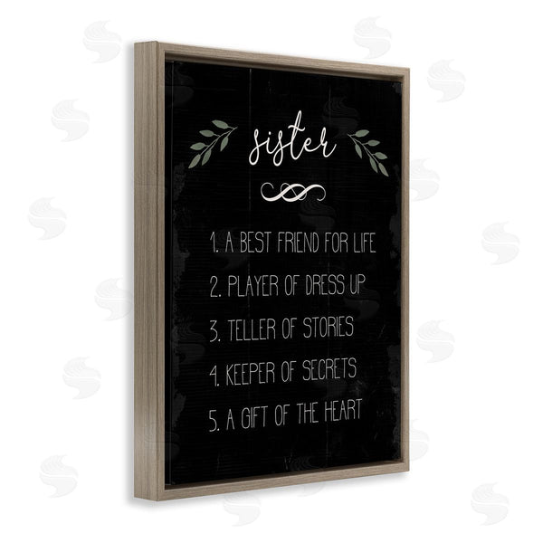 Stupell Industries Stupell Studio | Sister Facts Family Phrases Distressed Black Pattern