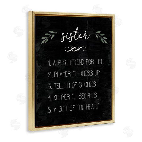 Stupell Industries Stupell Studio | Sister Facts Family Phrases Distressed Black Pattern