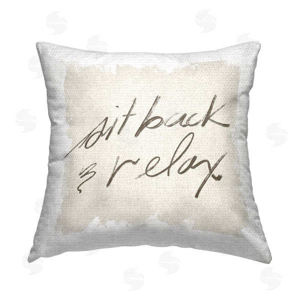 Stupell Industries Stupell Studio | Sit Back & Relax Neutral Beige Printed Throw Pillow