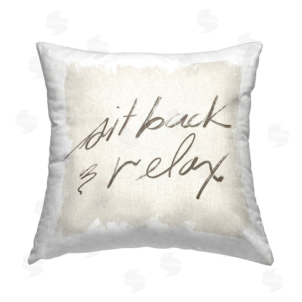 stupell industries Stupell Studio | Sit Back & Relax Neutral Beige Printed Throw Pillow