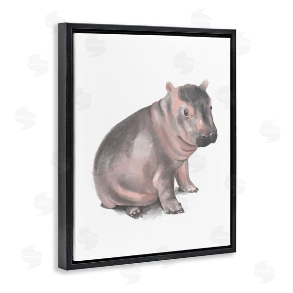 Stupell Industries Stupell Studio | Sitting Baby Hippo Soft Pink Grey Illustration