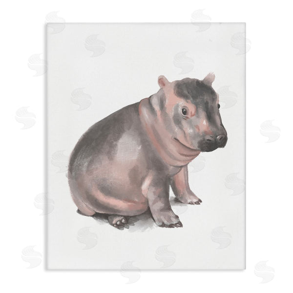 stupell industries Stupell Studio | Sitting Baby Hippo Soft Pink Grey Illustration