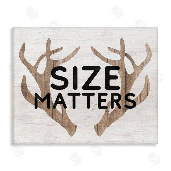 stupell industries Stupell Studio | Size Matters Funny Antlers Rustic Camping Typography Wall Art