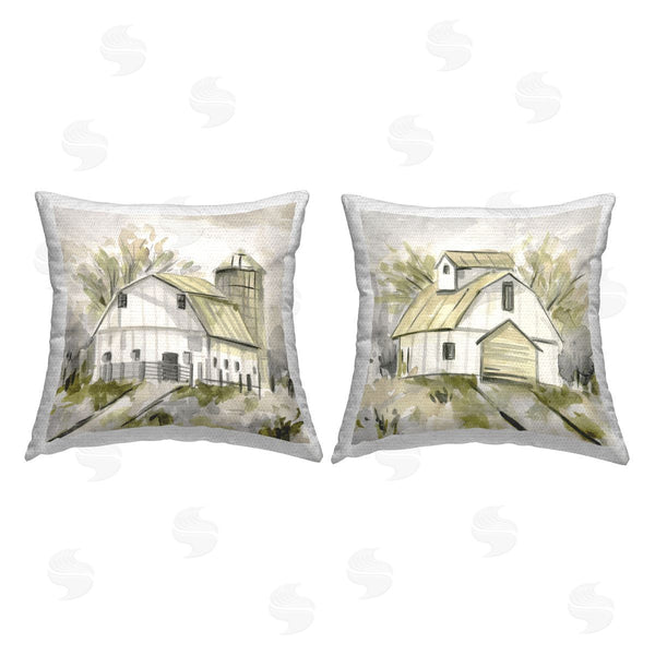 Stupell Industries Stupell Studio | Sketch Drawing Barn Silo Printed Throw Pillow Set