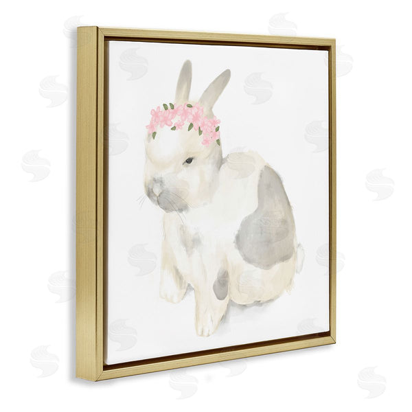 Stupell Industries Stupell Studio | Sleepy Floral Crown Bunny Illustration Nursery Animal Wall Art