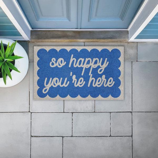 Stupell Industries Stupell Studio | So Happy You're Here Faux Sisal Door Mat