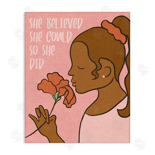 stupell industries Stupell Studio | So She Did Inspirational Phrase Girl with Flower