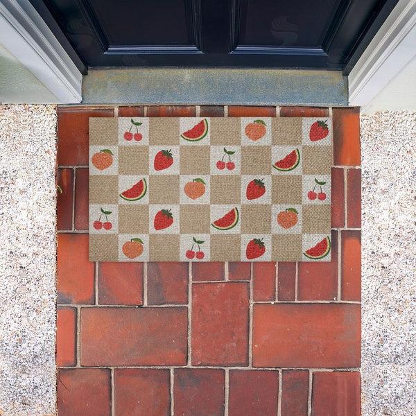 Stupell Industries Stupell Studio | Soft Fruits Checkered Faux Sisal Door Mat