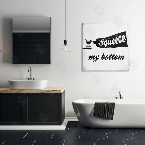 Stupell Industries Stupell Studio | Squeeze My Bottom Phrase Toothbrush Funny Dental Hygiene Wall Art