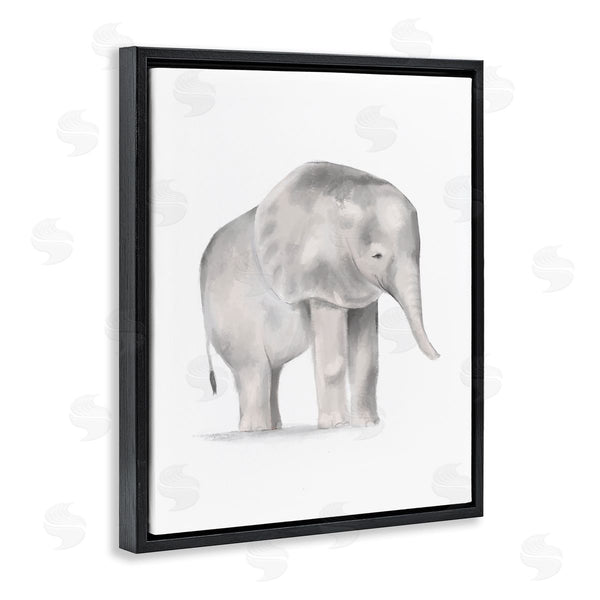Stupell Industries Stupell Studio | Standing Baby Elephant Soft Grey Illustration