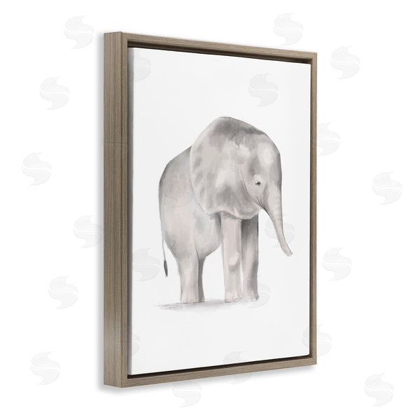Stupell Industries Stupell Studio | Standing Baby Elephant Soft Grey Illustration
