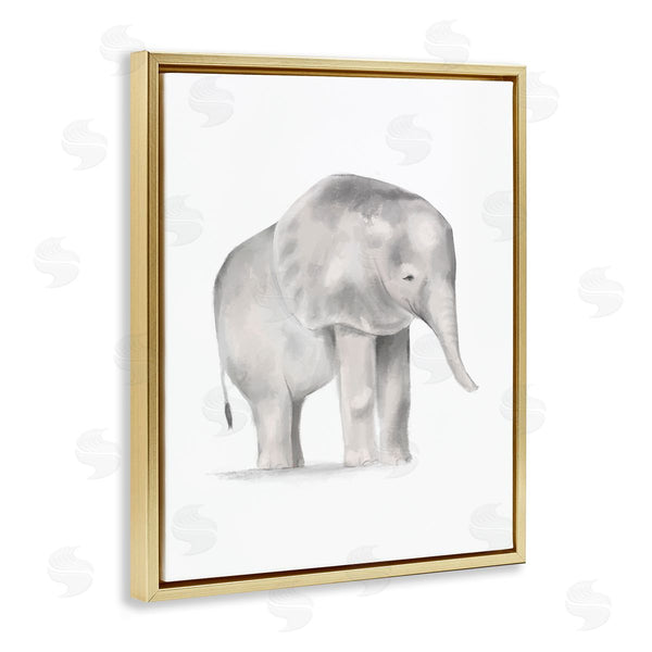 Stupell Industries Stupell Studio | Standing Baby Elephant Soft Grey Illustration