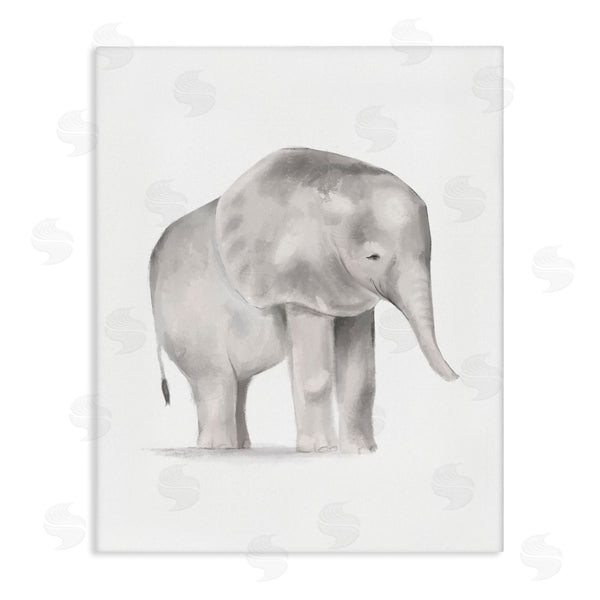 stupell industries Stupell Studio | Standing Baby Elephant Soft Grey Illustration