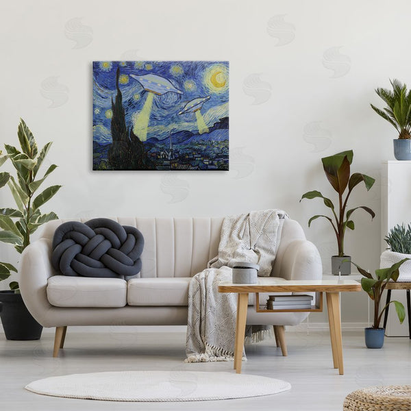 Stupell Industries Stupell Studio | Starry Night Classic Alien UFOs Wall Art
