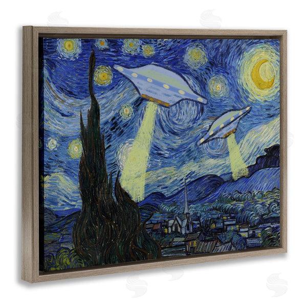 Stupell Industries Stupell Studio | Starry Night Classic Alien UFOs Wall Art