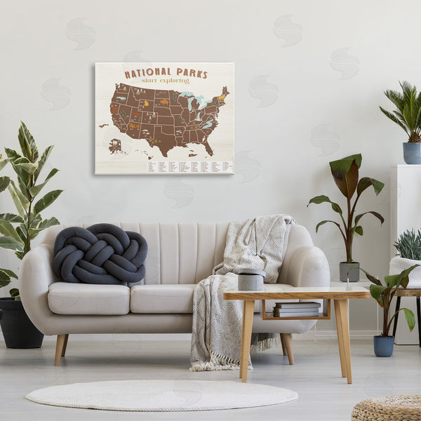 Stupell Industries Stupell Studio | Start Exploring National Parks Map United States Wall Art