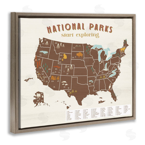 Stupell Industries Stupell Studio | Start Exploring National Parks Map United States Wall Art