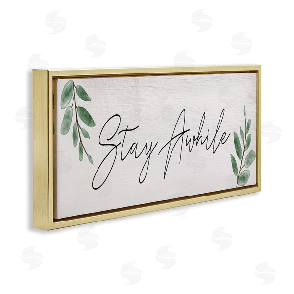Stupell Industries Stupell Studio | Stay Awhile With Plant Sprigs Wall Art